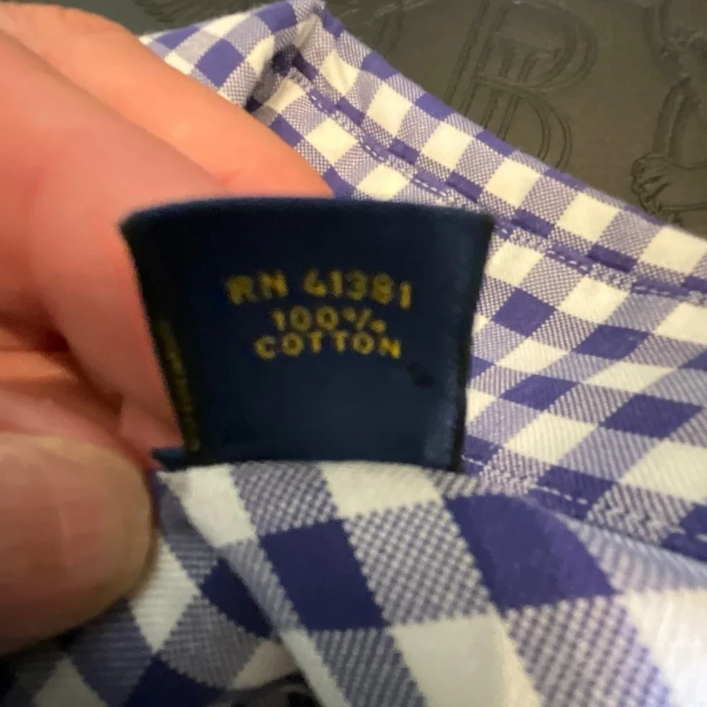 Polo Ralph Lauren Mens‎ XL Gingham Button Down Shirt Navy White Cotton Long Slv